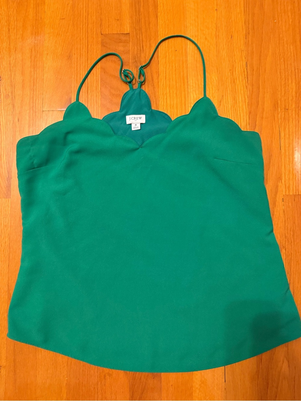 J. Crew Emerald Green Scallop-Edge Spaghetti Strap Cami